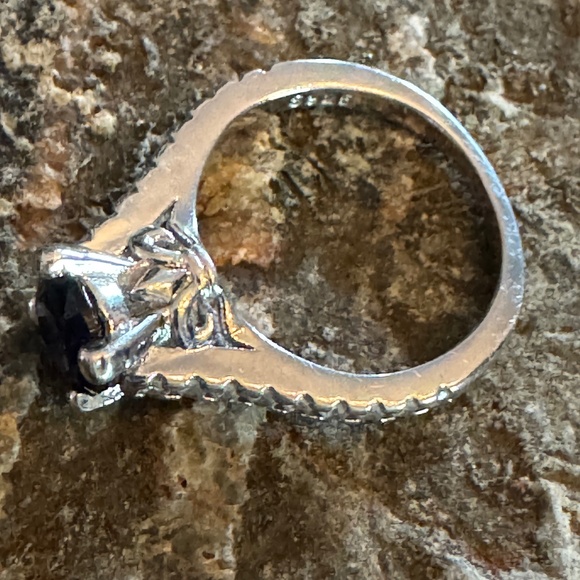 🔥 Vintage Sterling Silver Blue Stone Ring | Engagement/Anniversary S925 Sz 7.5 - Picture 6 of 10